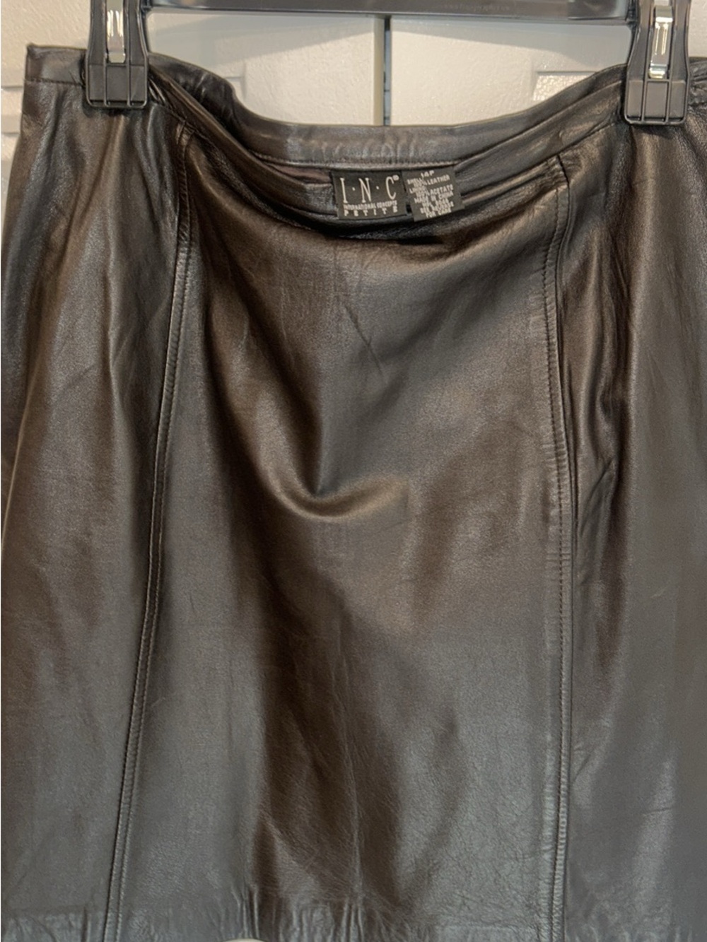 INC International Concepts Black Leather Skirt Petite